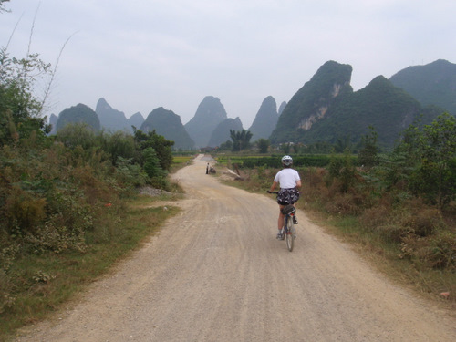 Mountain views and touring China by bicycle.